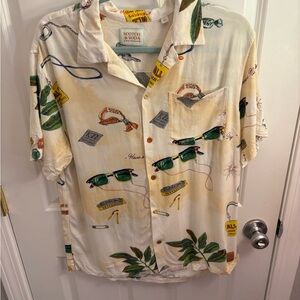 Scotch & Soda Men's Cream Printed Camp Shirt L